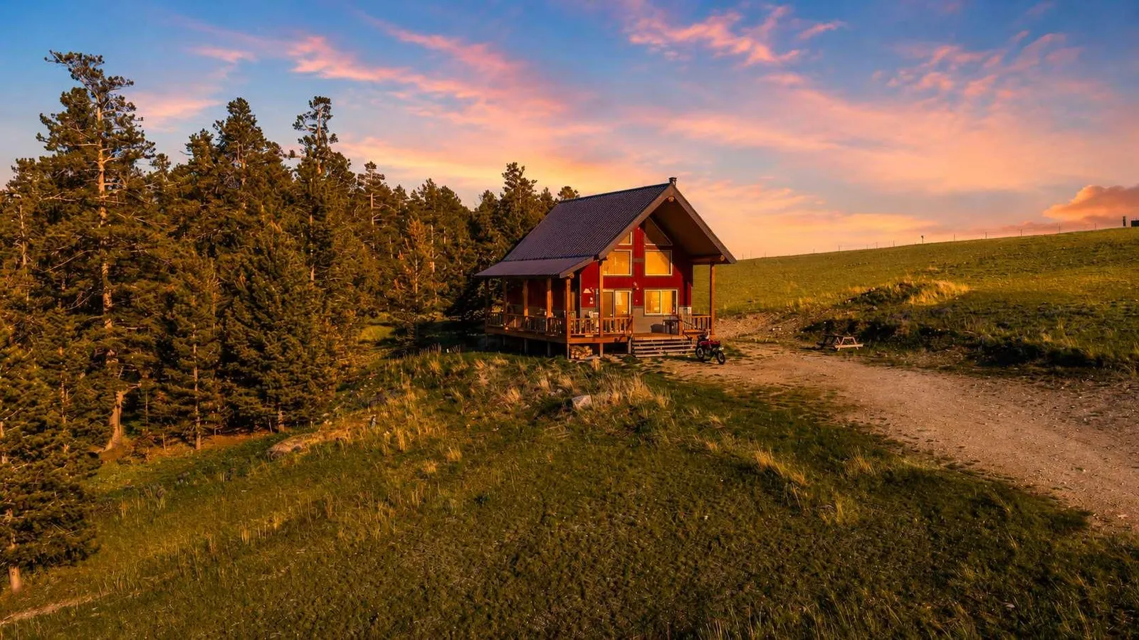 Piton cabin in a forest clearing on five private acres in the Bighorn Mountains, Wyoming