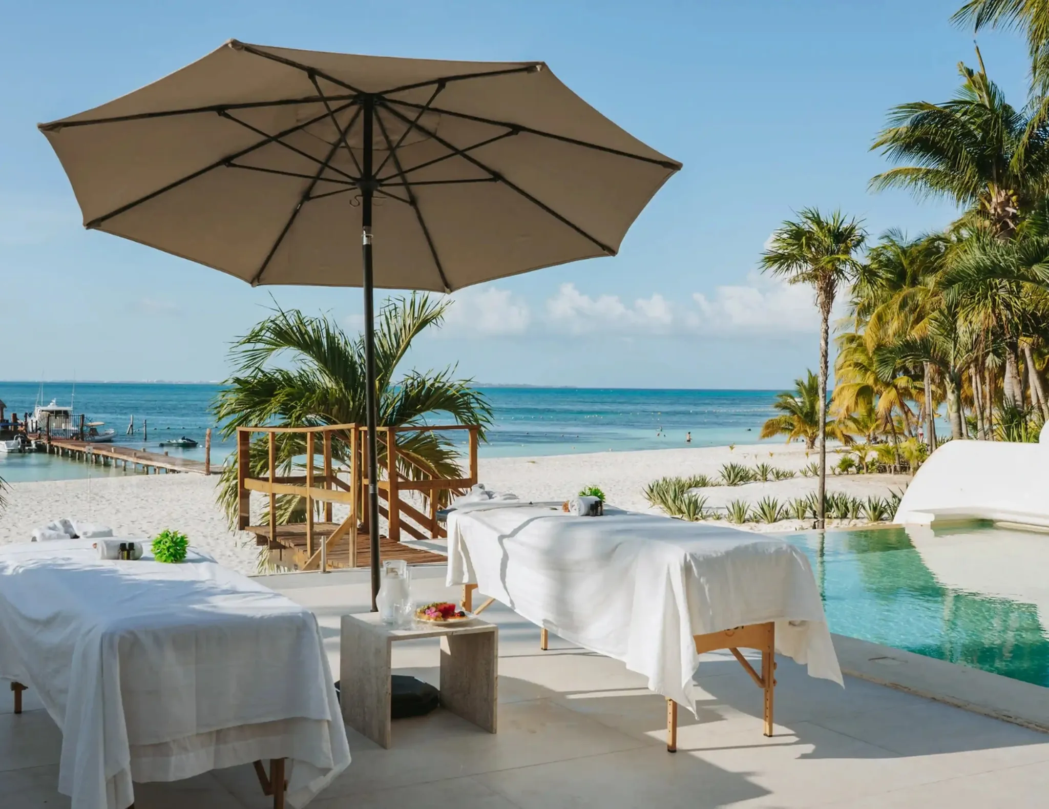 Massage session inside a beachfront luxury villa in Cancun