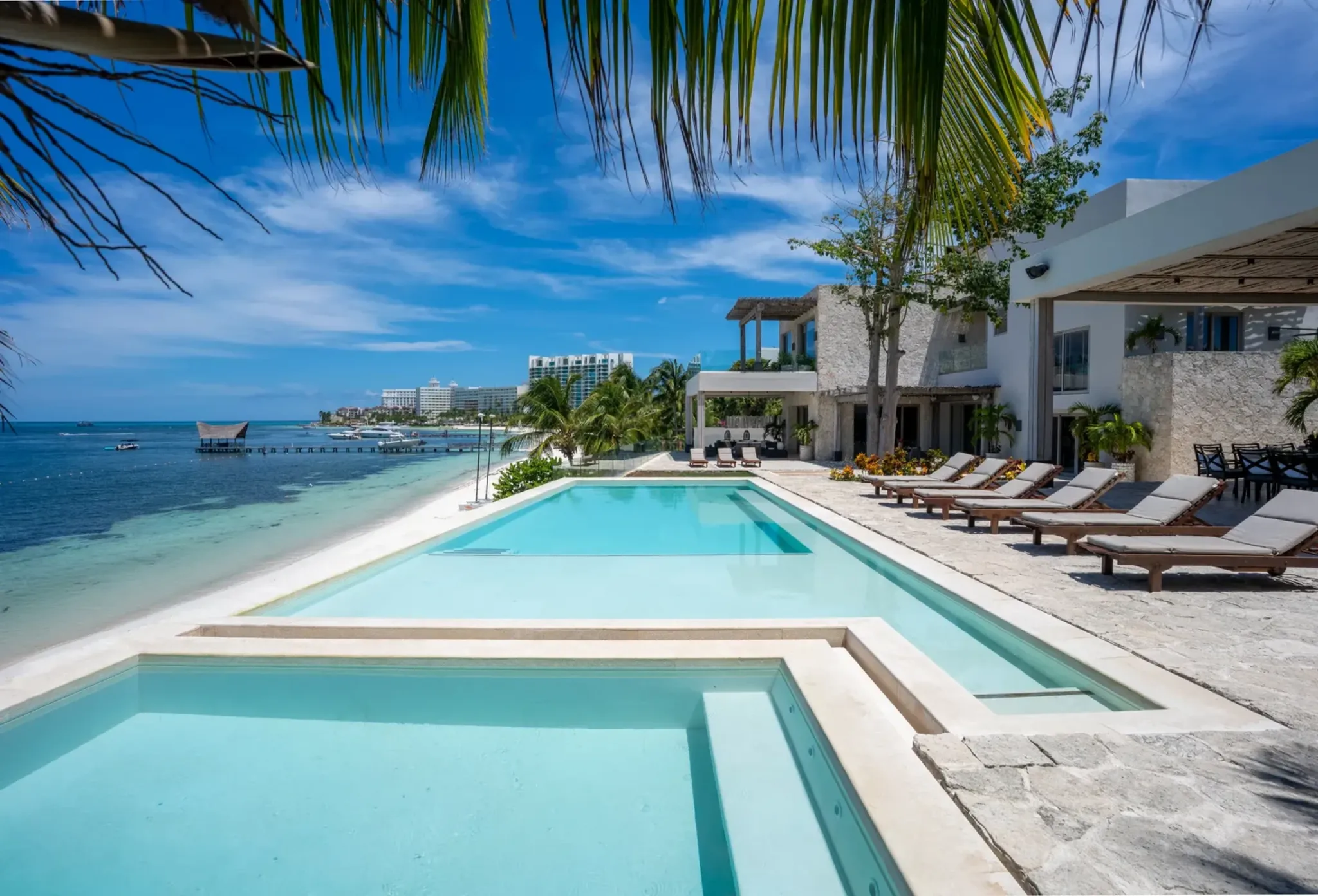 CasaZul beachfront luxury villa in Cancun with private pool and ocean view, exclusive stay with Lumare
