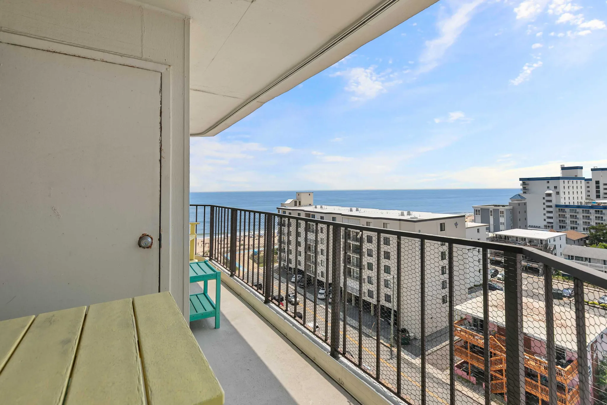 The view from a 9400 Building balcony down the beach and the Atlantic