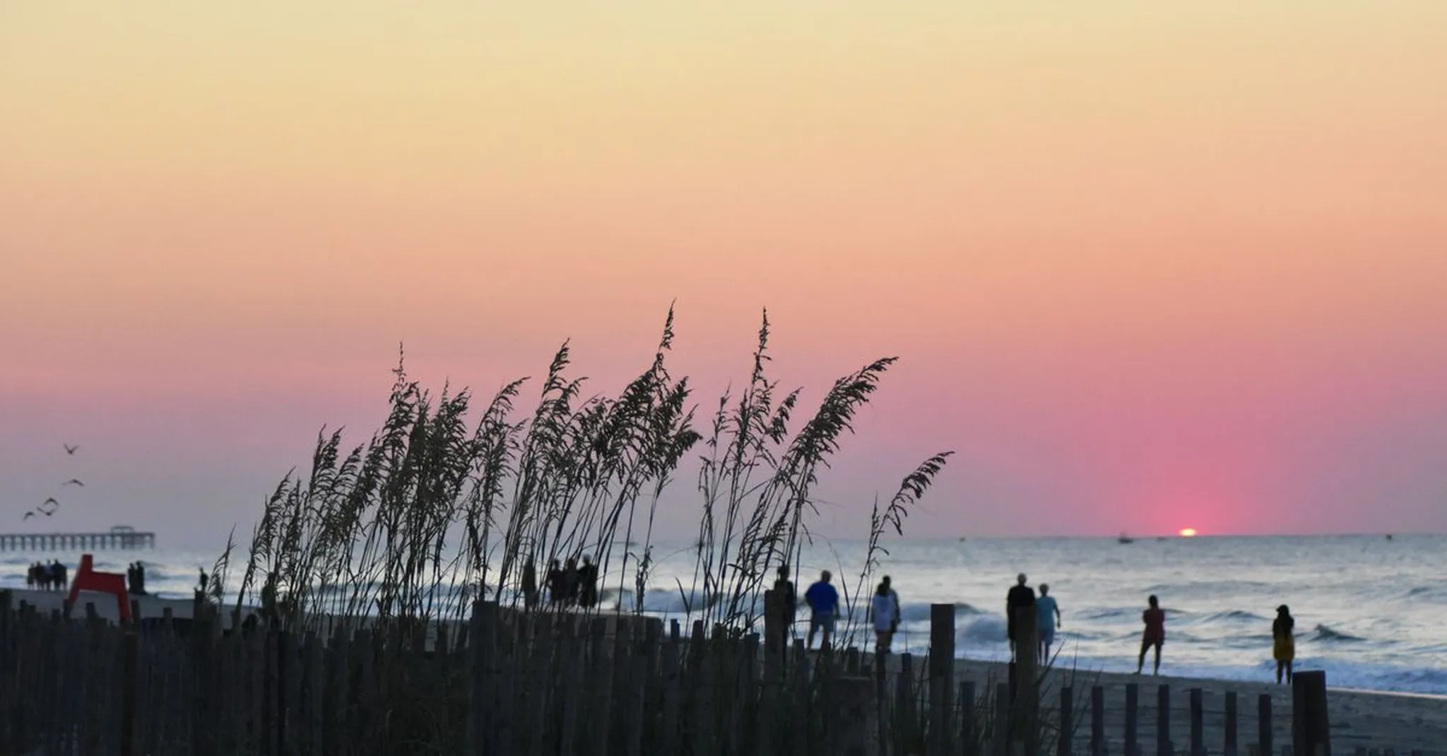 Sunset over the Myrtle Beach shoreline.