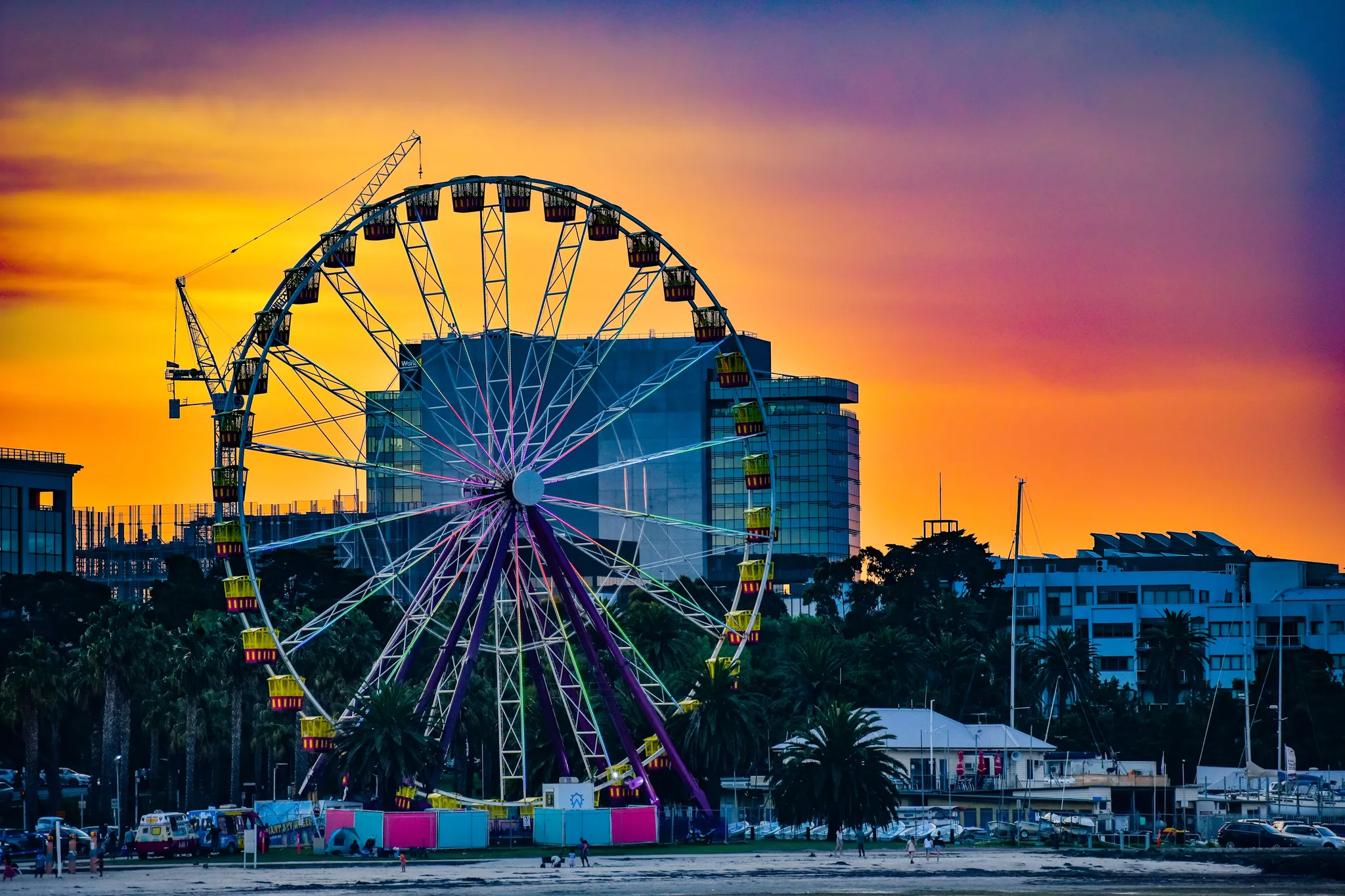 beautiful sunset view from ferris wheel in Geelong