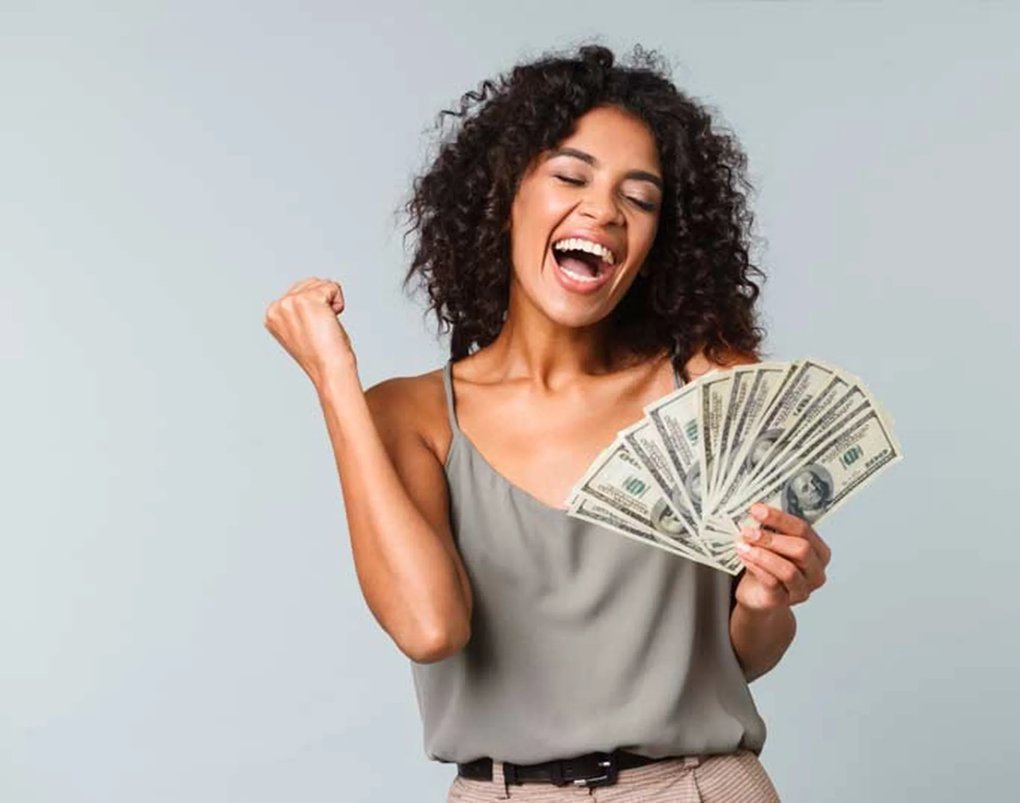 Happy Lady with Cash