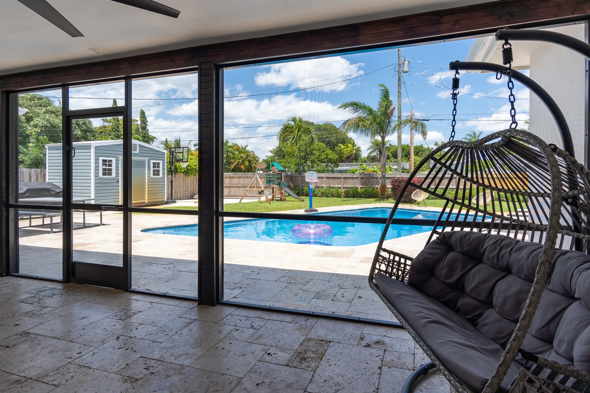Shaded lanai overlooking the private heated pool