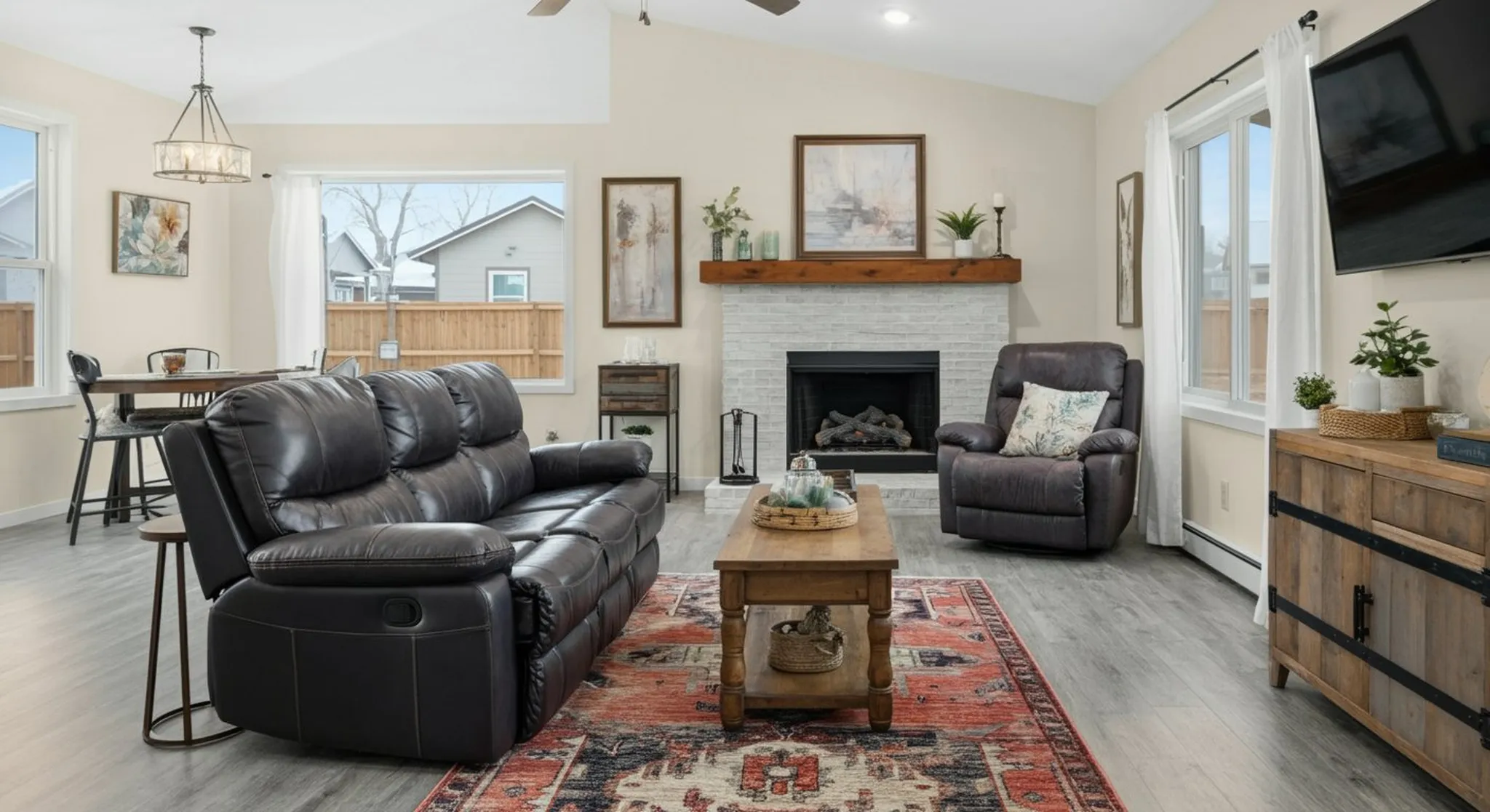 Intimate close-up still life that reinforces the section theme "Multi-Bedroom Homes With Yards", warm window light, shallow depth-of-field, no people. Bright daylight real-estate interior photograph,