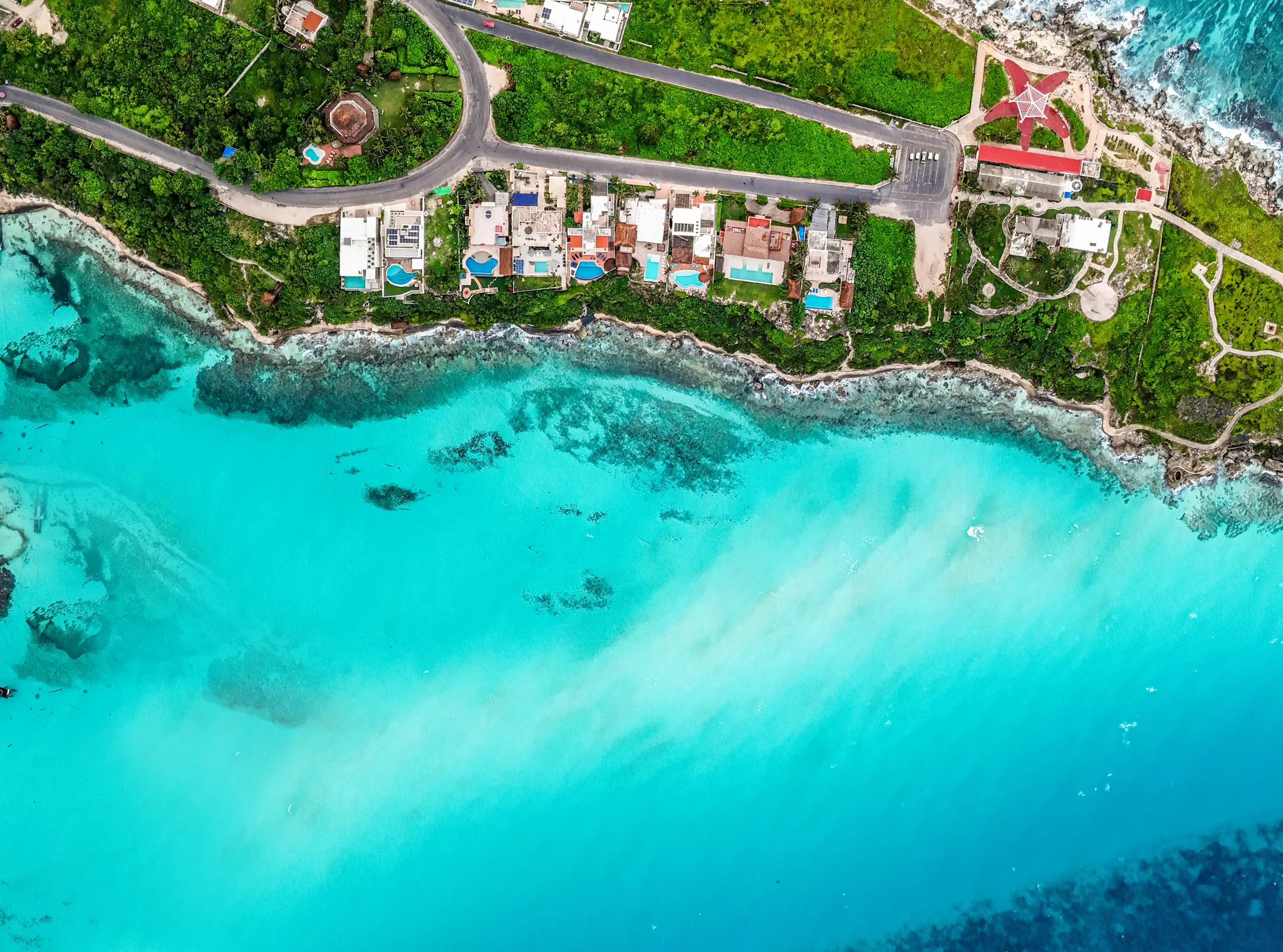 isla mujeres punta sur aerial view