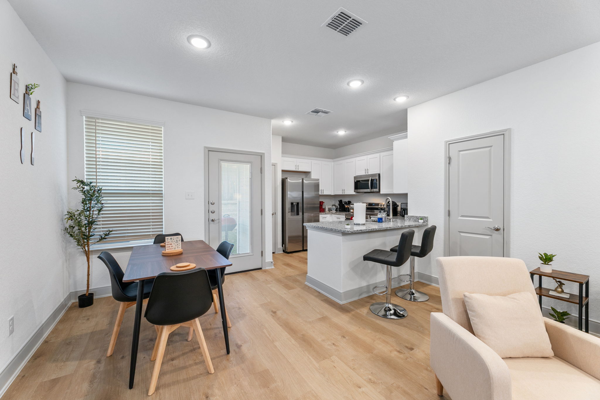 Dining area and kitchen in a San Antonio duplex
