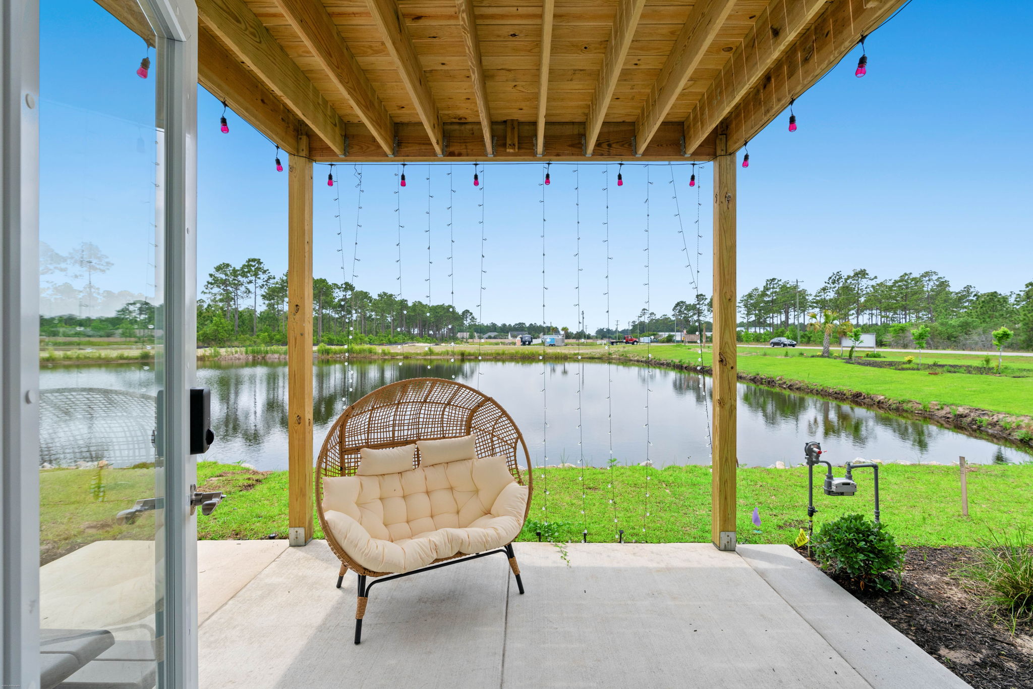 Covered porch looking out over the golf course