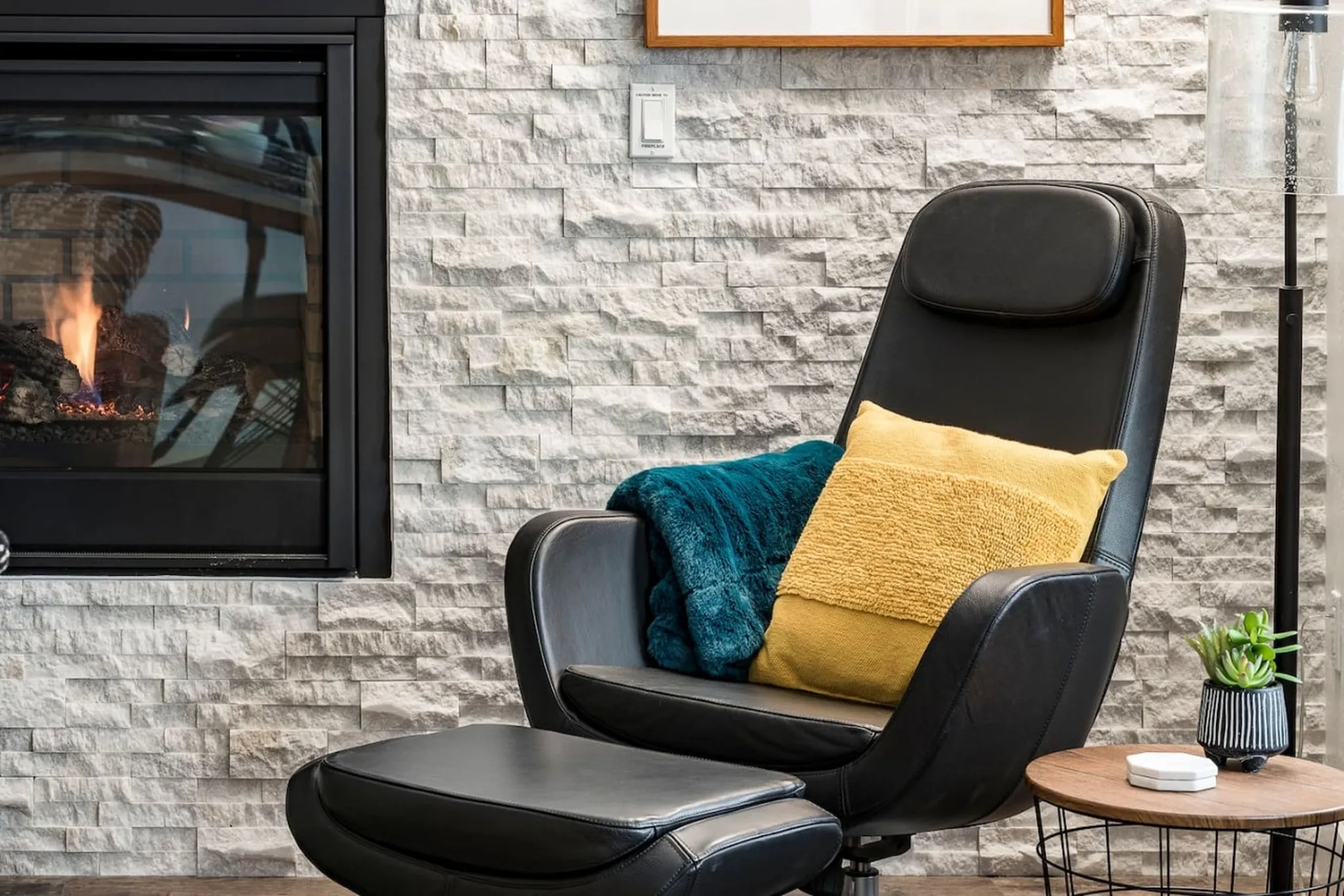 Property with a grill and sofa to chill