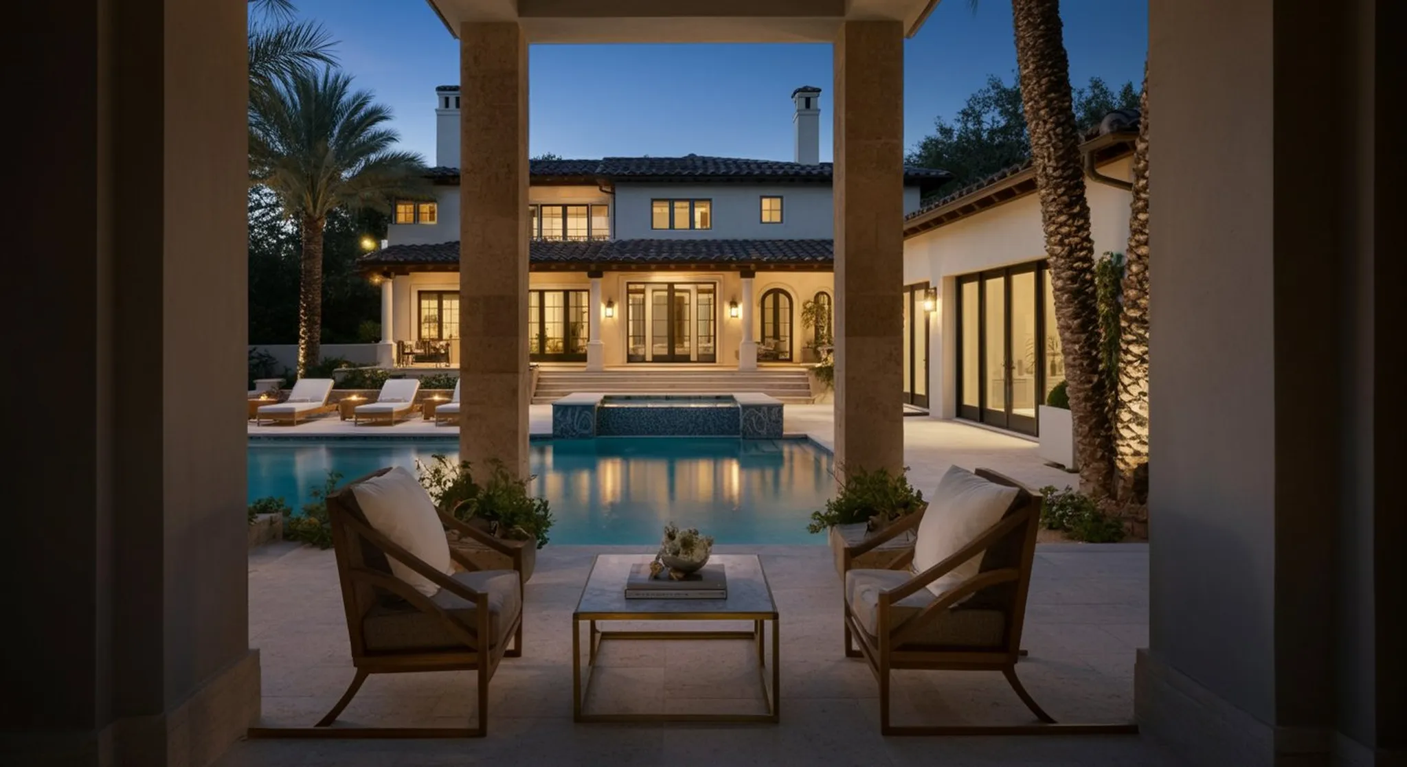 Atmospheric architectural backdrop suitable for an overlay text headline — exterior or wide interior context, late-day soft light, no people, no signs, no transactional or real-estate imagery. Geograp