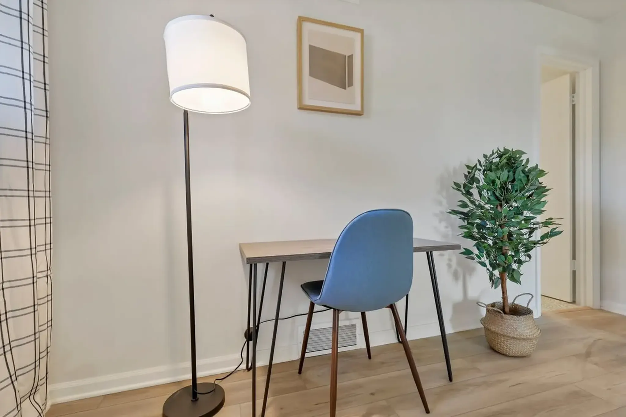 table and a lamp