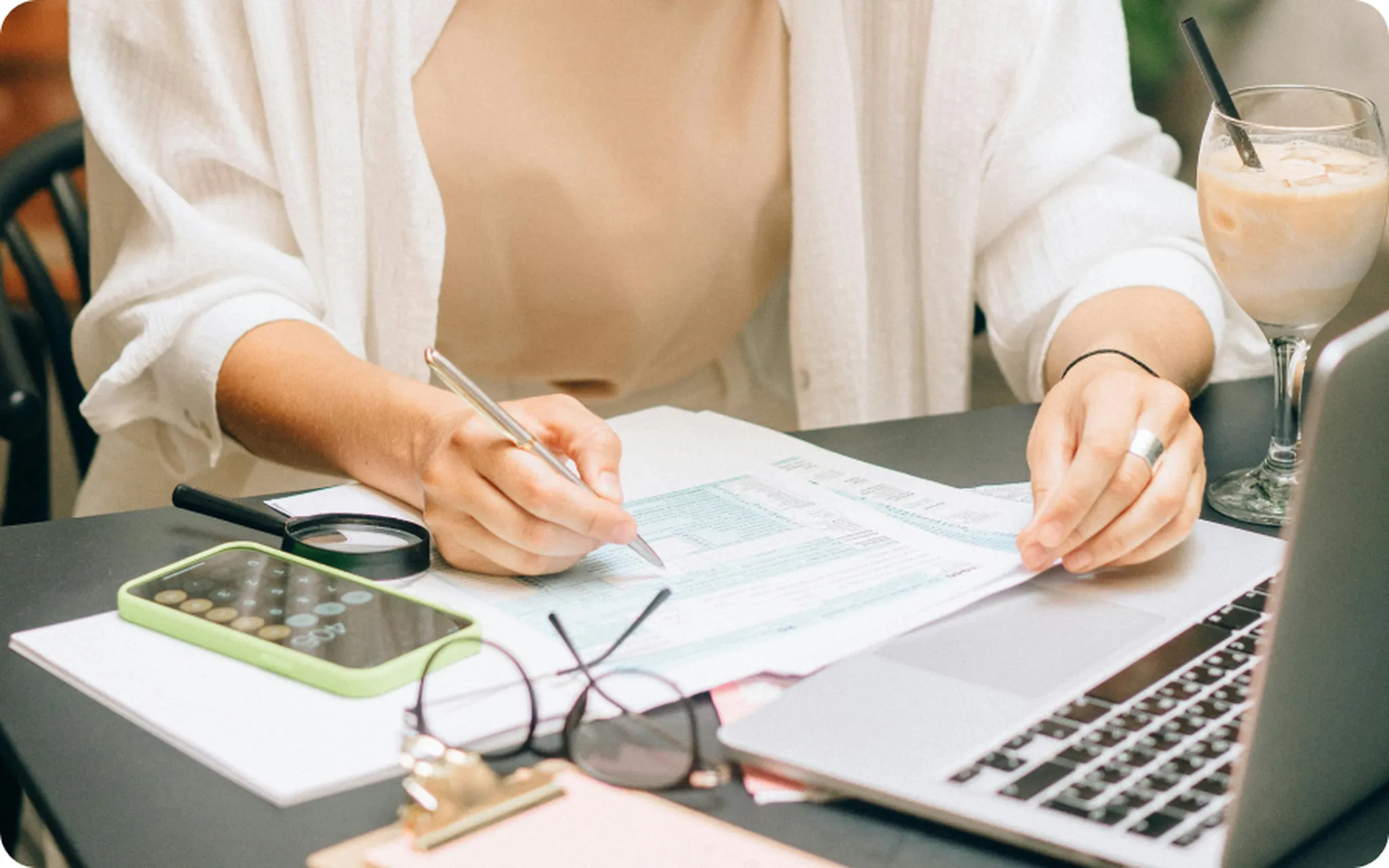 woman working on a laptop