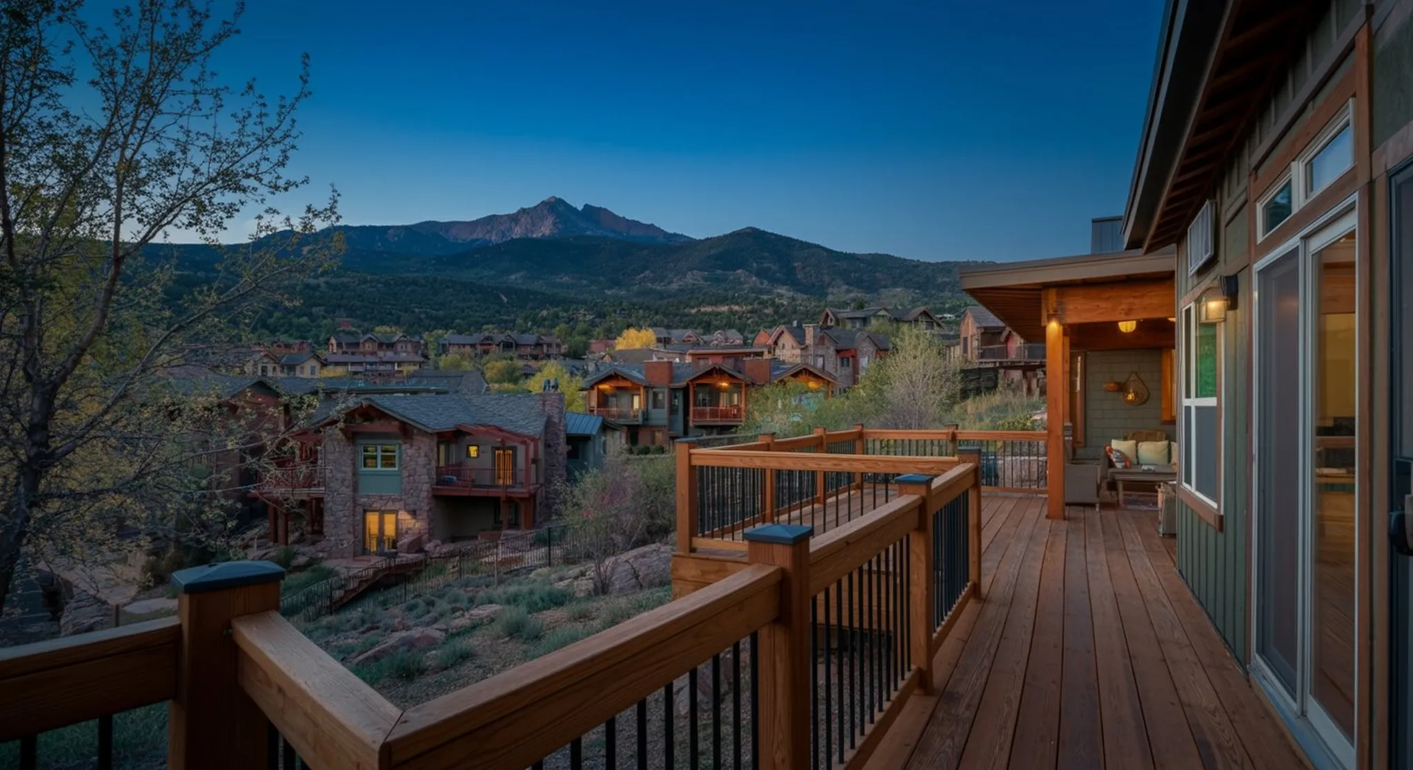 Wide atmospheric establishing shot of Colorado Springs — sense of place, evocative, no people in foreground, no signage, no text overlays. Render this scene as it actually looks in Colorado Springs —