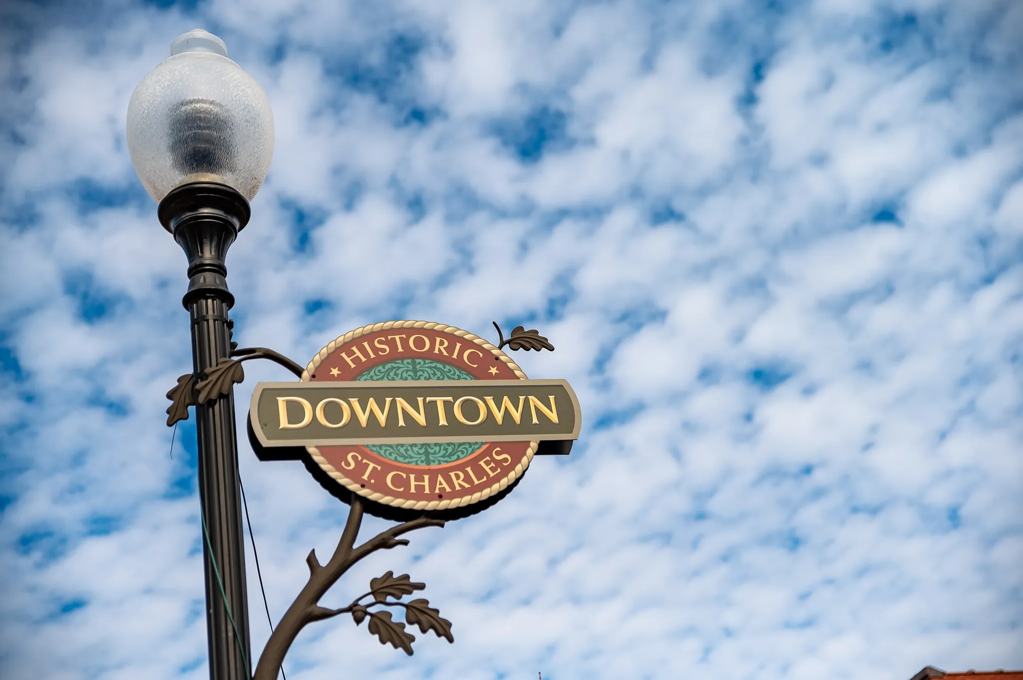 Historic Downtown St. Charles, Missouri street sign