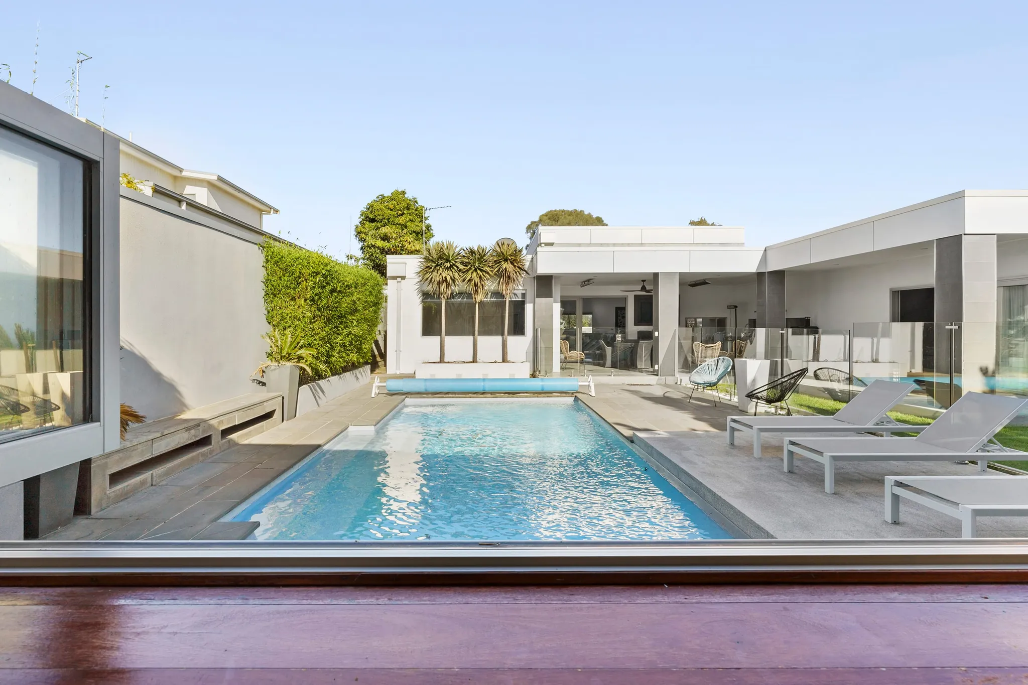 Pool view of a property