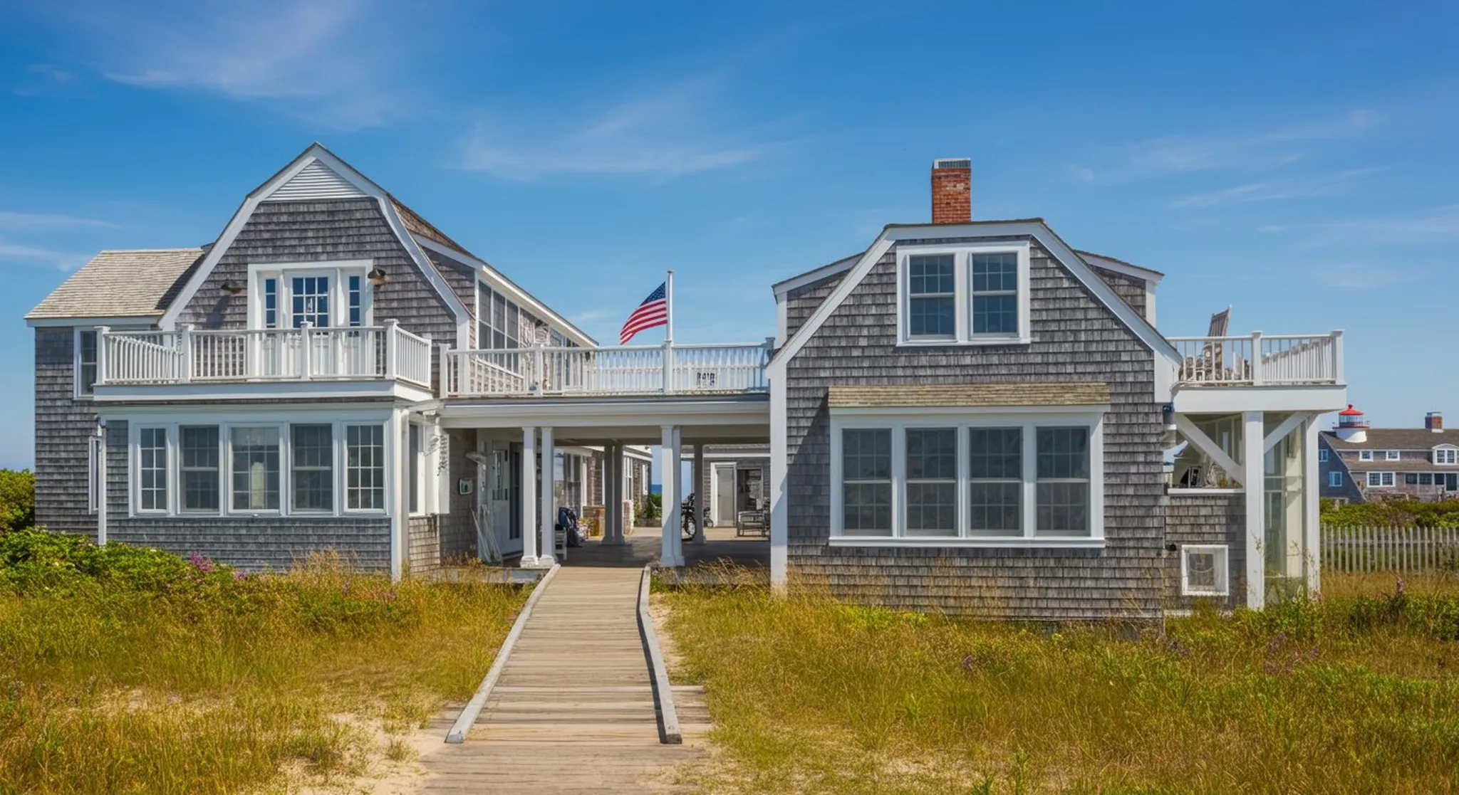 Documentary-style real photograph of Cape Cod Rail Trail terminus in cape cod vacation rentals, golden hour, photorealistic editorial photography, no people in foreground. Geographic setting: classic