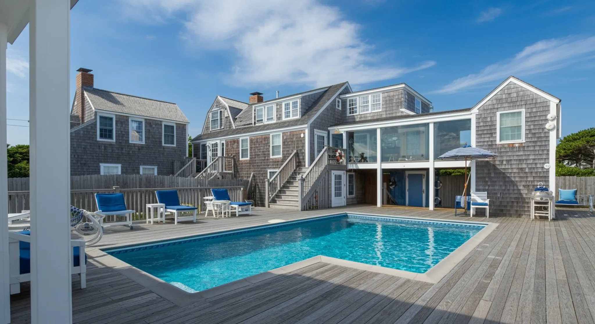 Documentary-style real photograph of Pond, Bay, And Ocean Priced Differently in cape cod vacation rentals, golden hour, photorealistic editorial photography, no people in foreground. Geographic settin