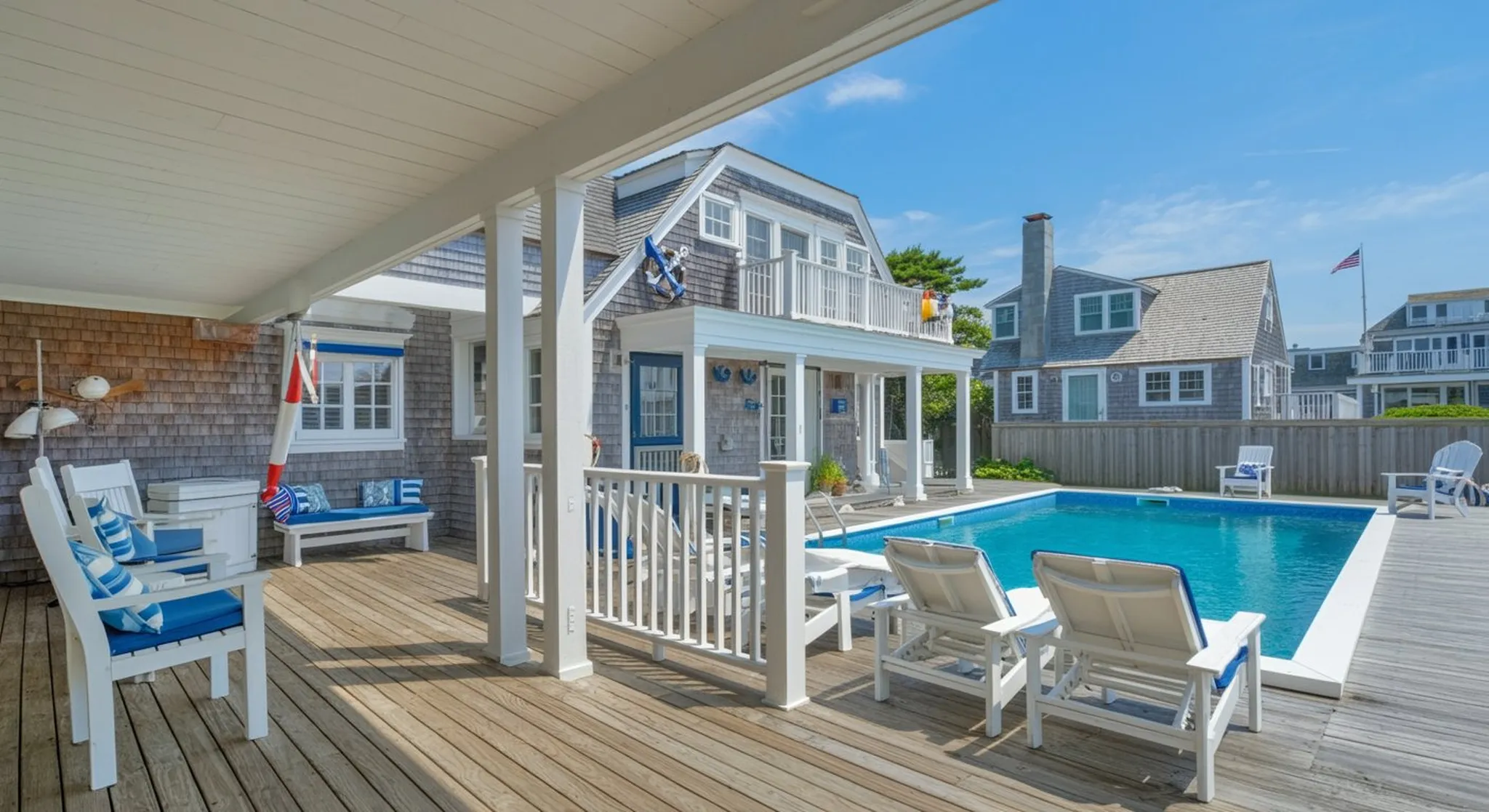 Documentary-style real photograph of Bay-Side Summer Peak in cape cod vacation rentals, golden hour, photorealistic editorial photography, no people in foreground. Geographic setting: classic Cape Cod