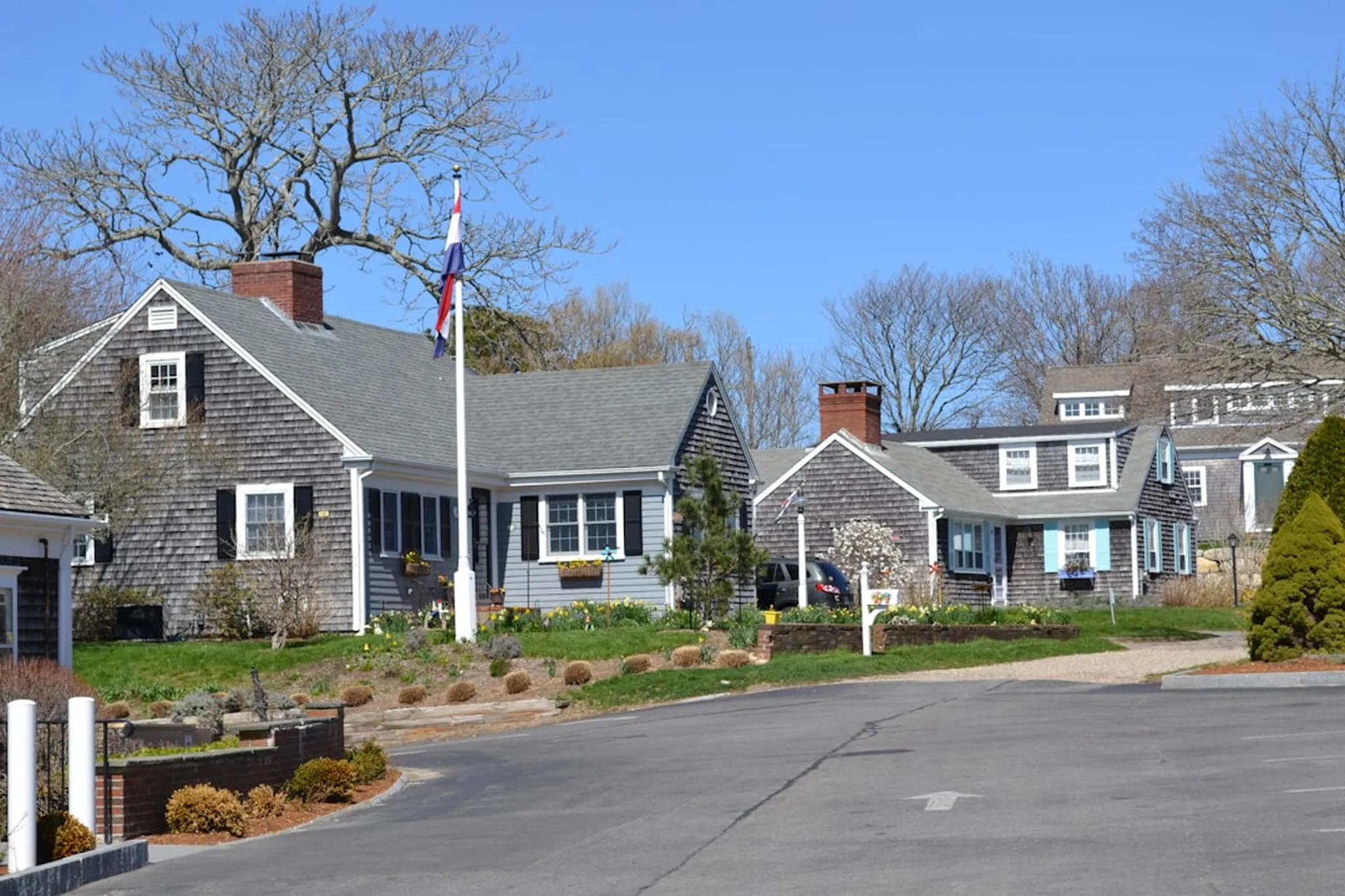 a house with a flag on top of it